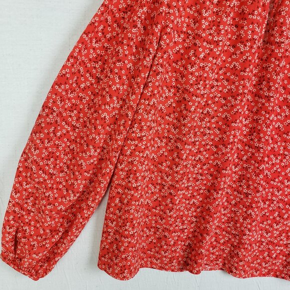 Boden Blouse Top Peasant Micro Floral Print Viscose Flowy Balloon Sleeves sz 18 - Picture 8 of 8